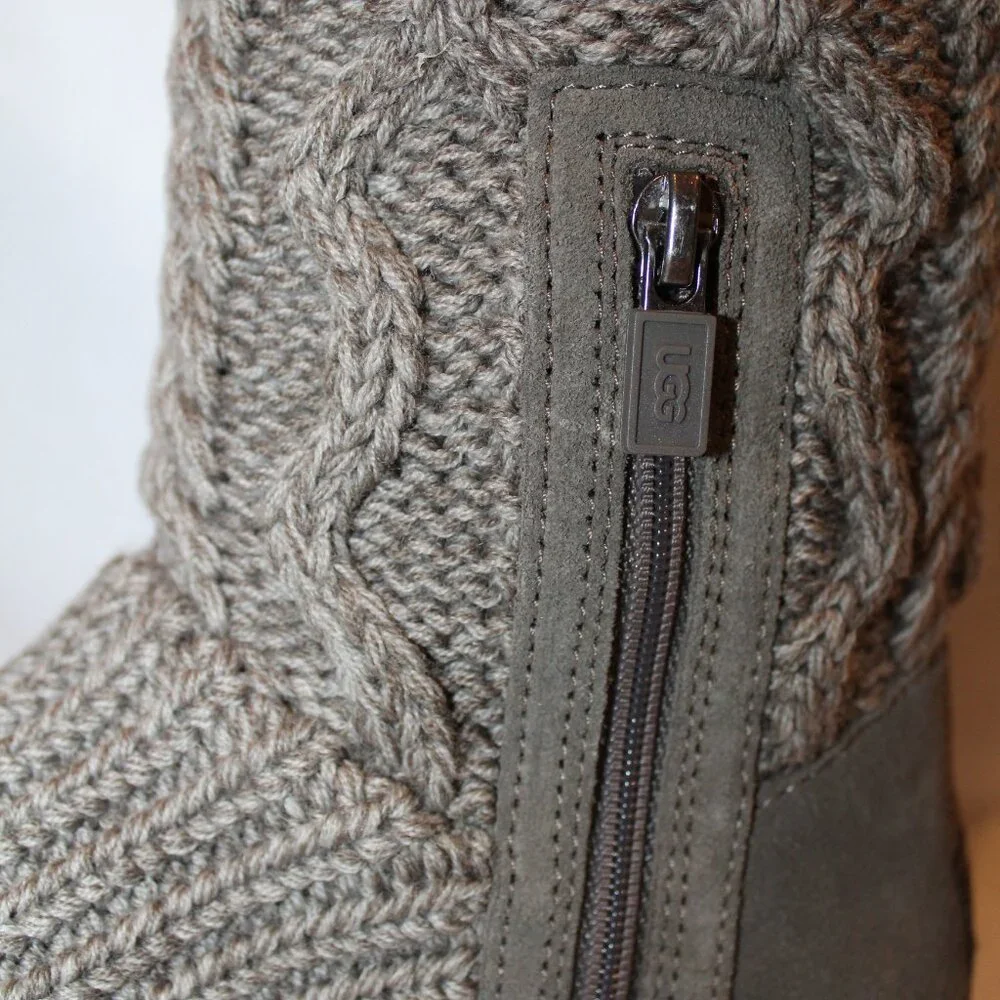 NIB UGG YOUTH TALL CARDY‎ KNIT GRAY BOOTS